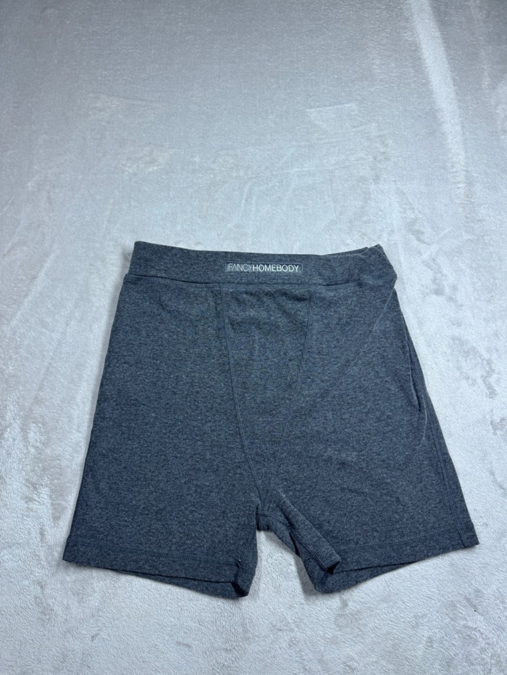 Fancy Homebody Soft Ribbed Gray Boxer Shorts Size Small